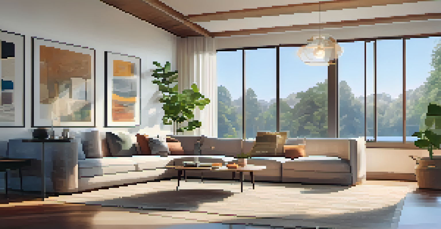 A cozy living room with a security camera in the corner, featuring a sofa and family photos, illuminated by natural light from a window.