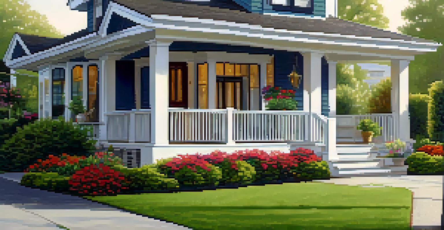 A charming front porch with a colorful door, welcome mat, and well-kept plants, enhancing the home's curb appeal.