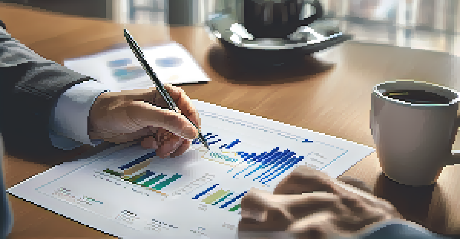 A financial planner reviewing mortgage rate charts on a tablet in a cozy workspace.
