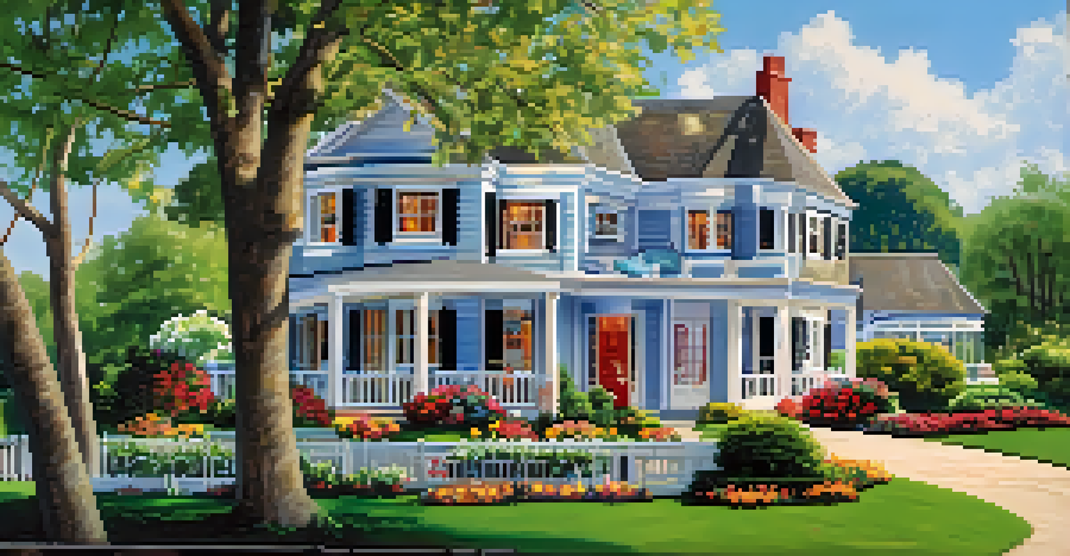 A colorful open house sign in front of a house with a beautiful garden.