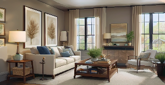 A warm and inviting basement family room with comfortable furniture and large windows that let in natural light.