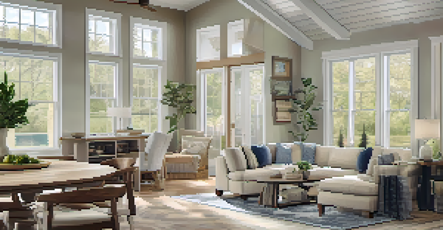 An open-concept living space in a suburban home, featuring bright windows, a spacious layout, and light color decor that enhances the airy atmosphere.