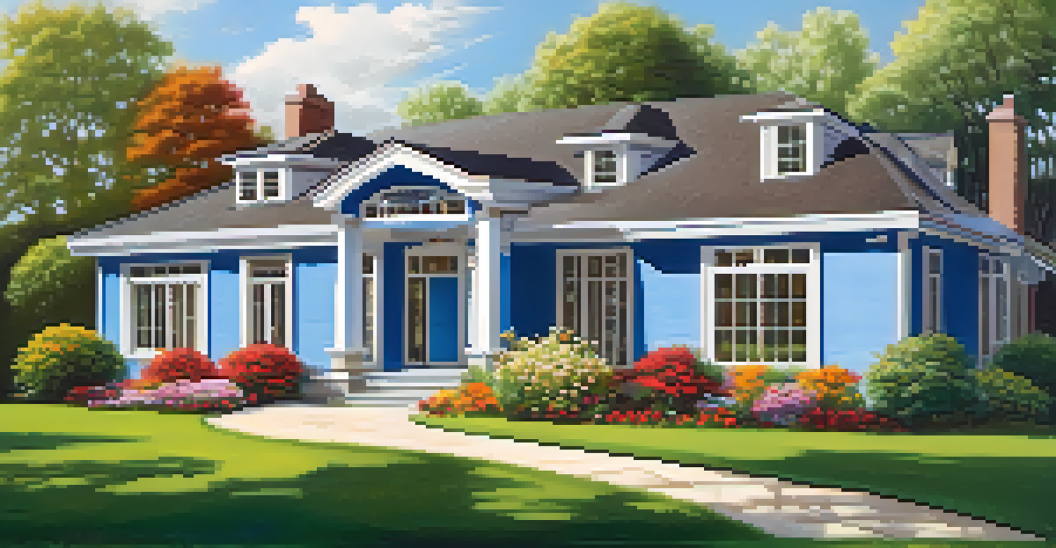 A contemporary home with energy-efficient windows, surrounded by a colorful garden, under a bright blue sky.