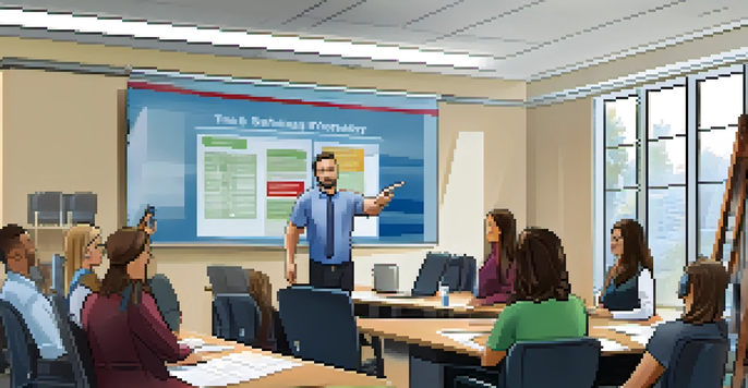 A property manager training staff in a conference room about maintenance protocols and safety.