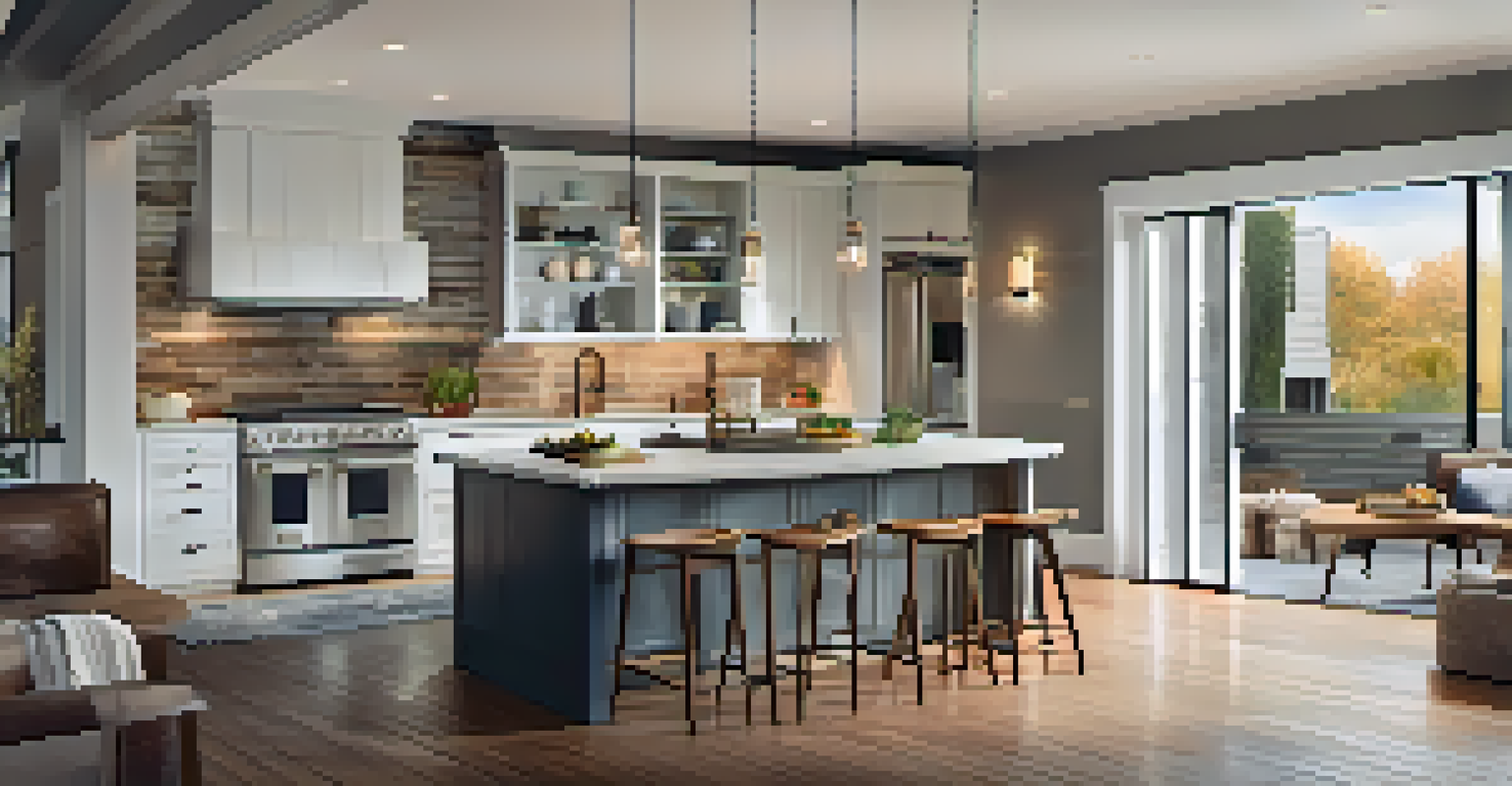 Close-up of unique home features, including energy-efficient appliances and a cozy fireplace.