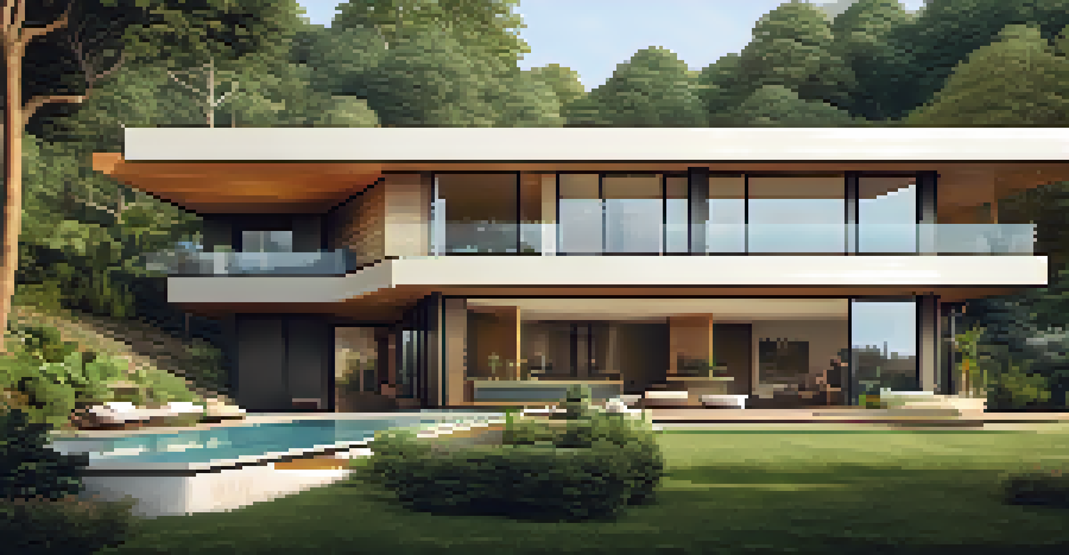 A unique luxury home with an innovative architectural design and natural surroundings.