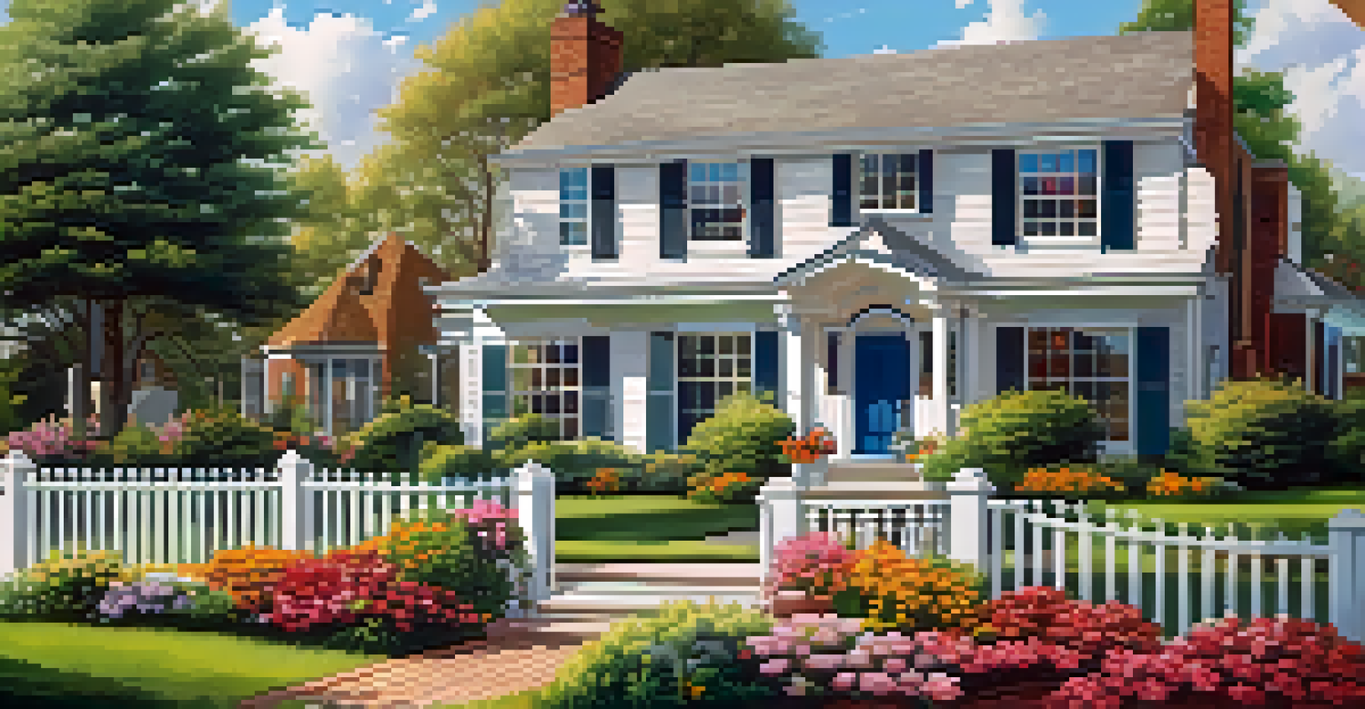 A beautiful suburban home with a well-kept garden and bright blue sky.