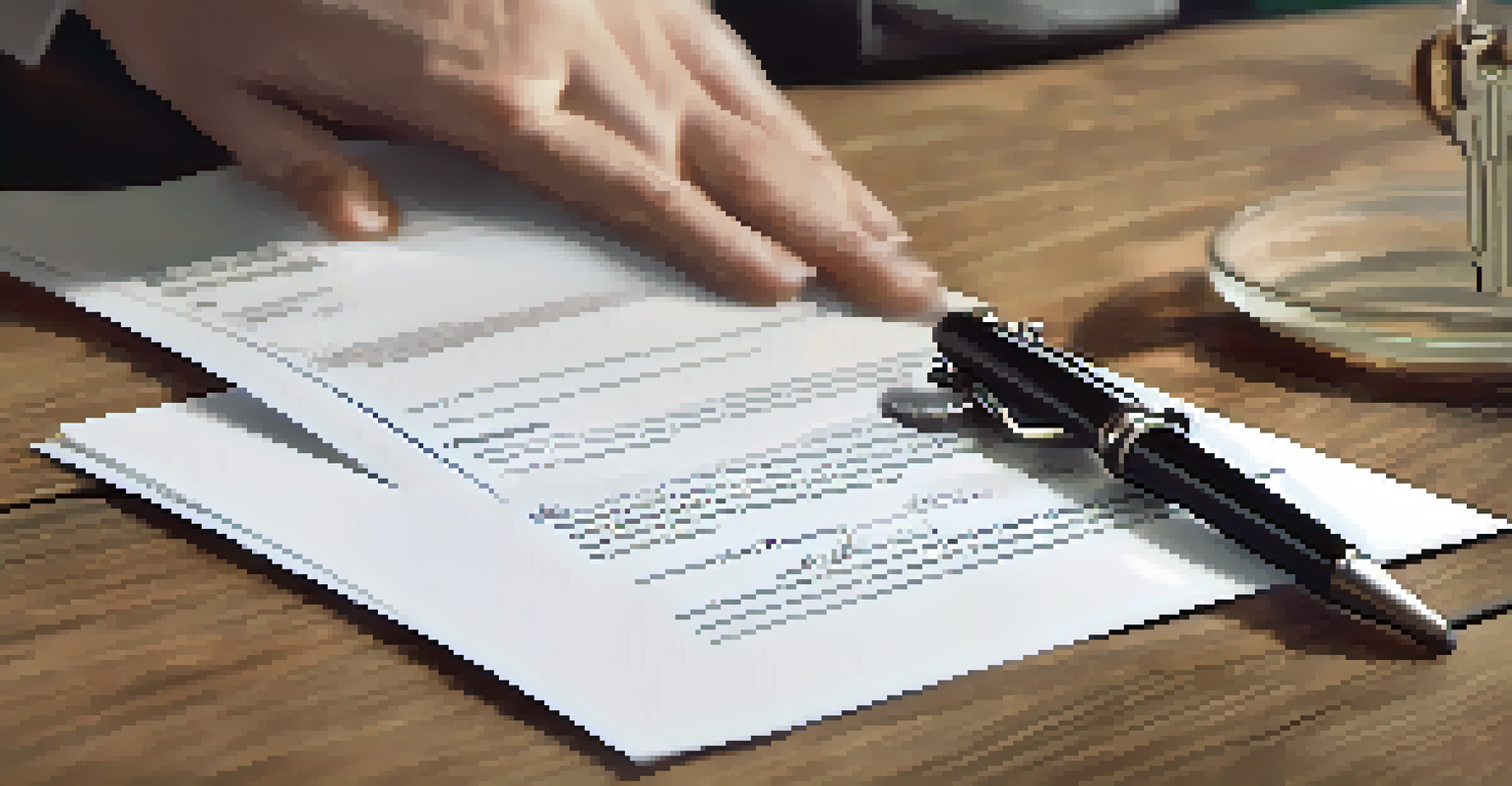 A close-up of a handshake over a lease option contract on a wooden table.