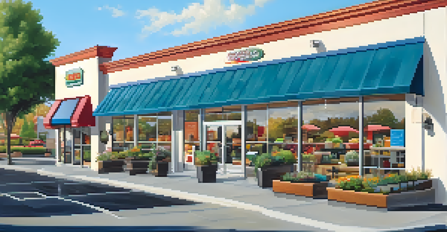 A retail storefront with fresh paint, attractive signage, and vibrant landscaping.