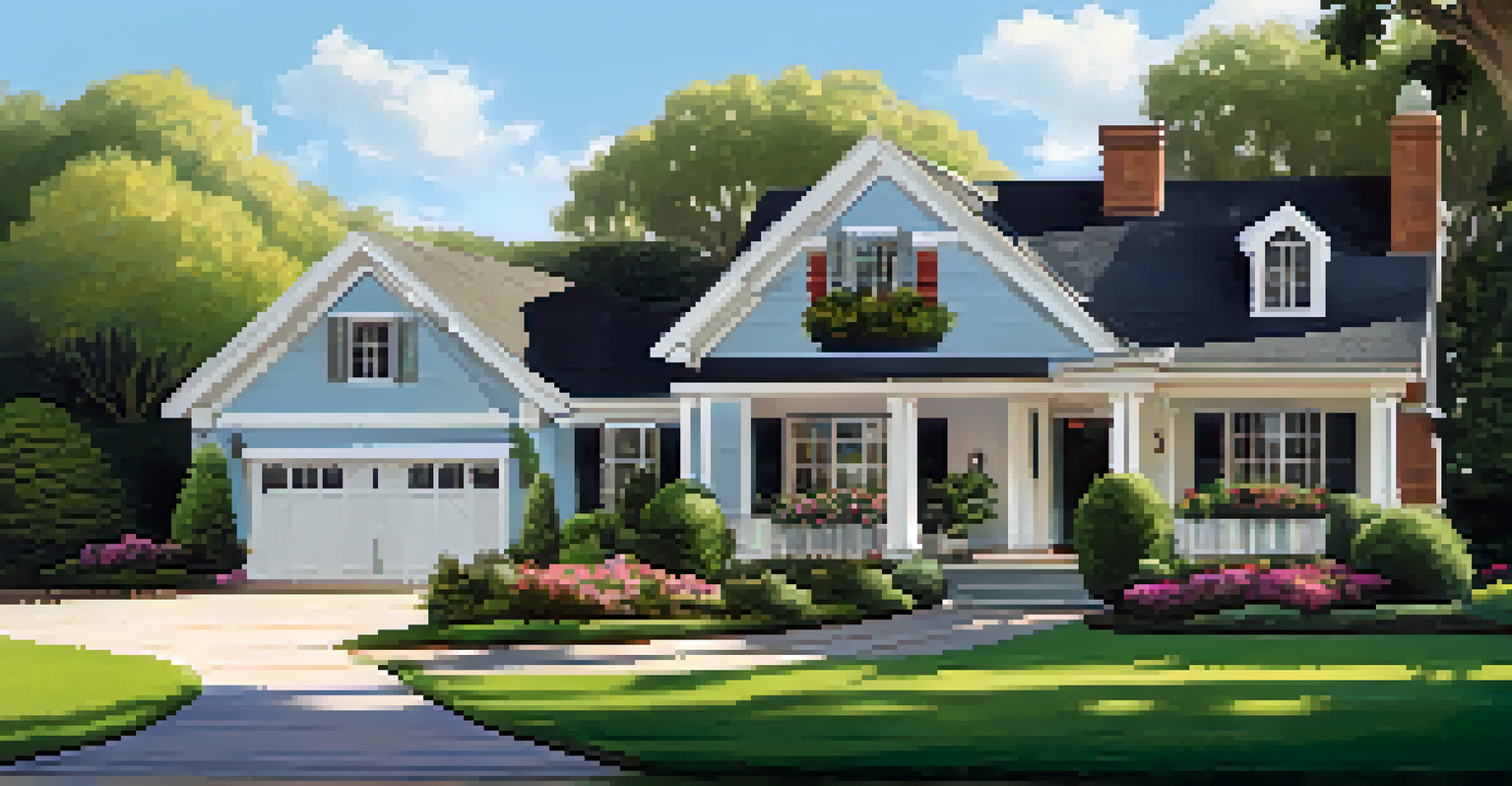 An exterior view of a house with smart security devices like a Ring doorbell and Arlo cameras in a serene garden setting.