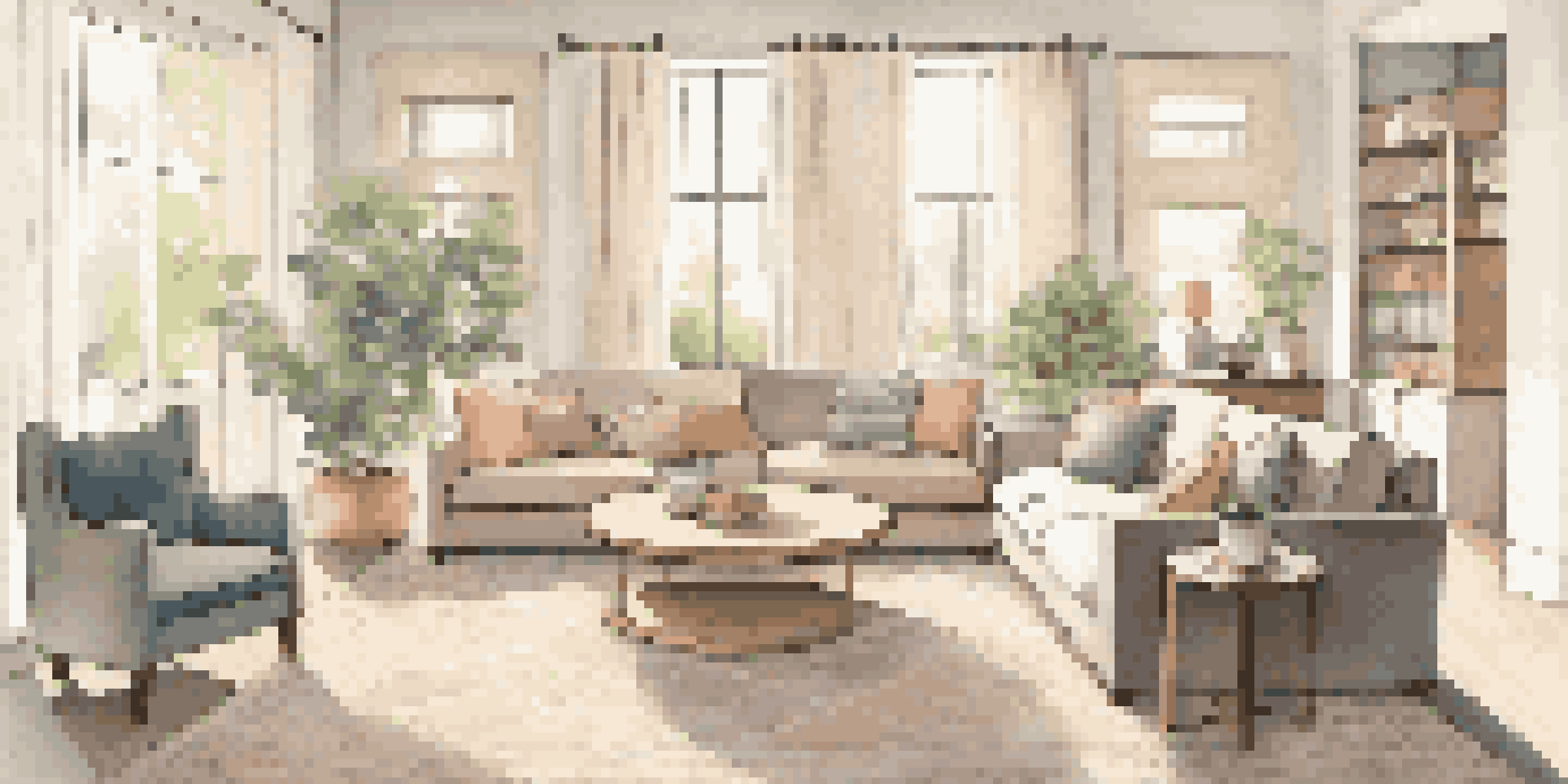 A warm and inviting living room designed for family comfort, showcasing a modular sofa and a round coffee table with soft edges, illuminated by natural light.