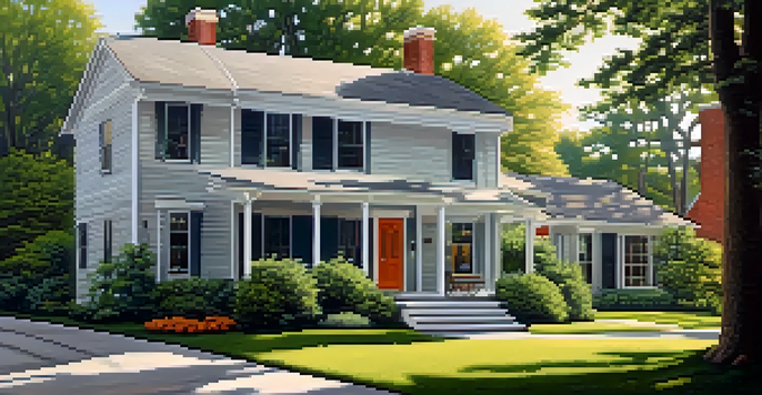 A two-bedroom apartment with modern decor, surrounded by greenery and sunlight reflecting off large windows.