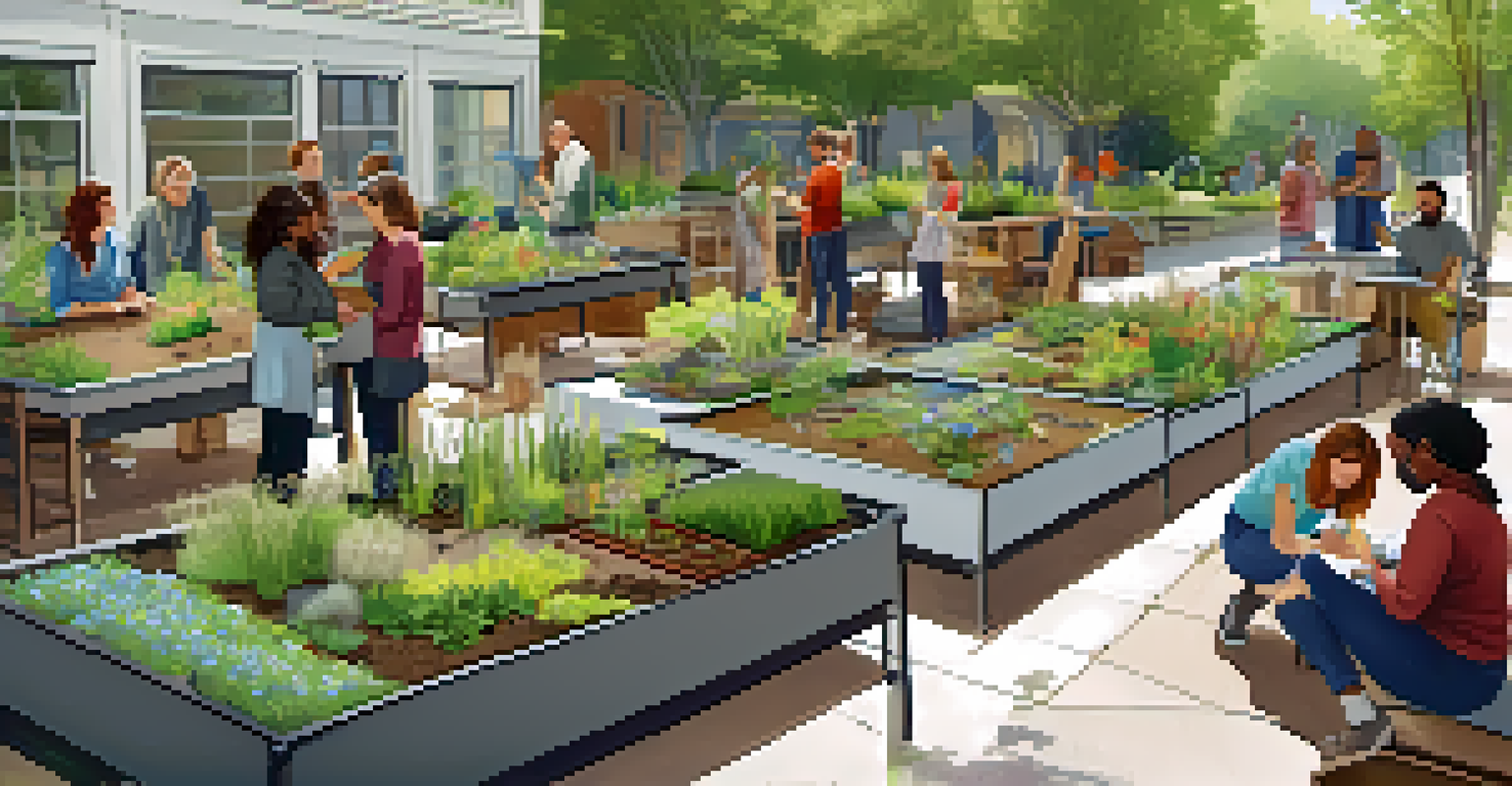 A community workshop on sustainable home design with diverse individuals working together on eco-friendly projects outdoors.