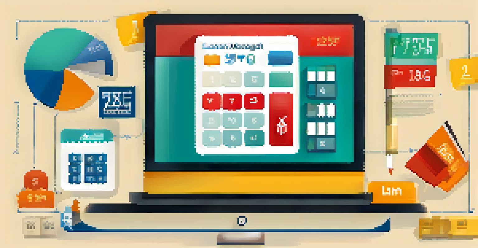 An infographic showing the steps to use a mortgage calculator, with colorful icons representing loan amount, interest rate, and term length.