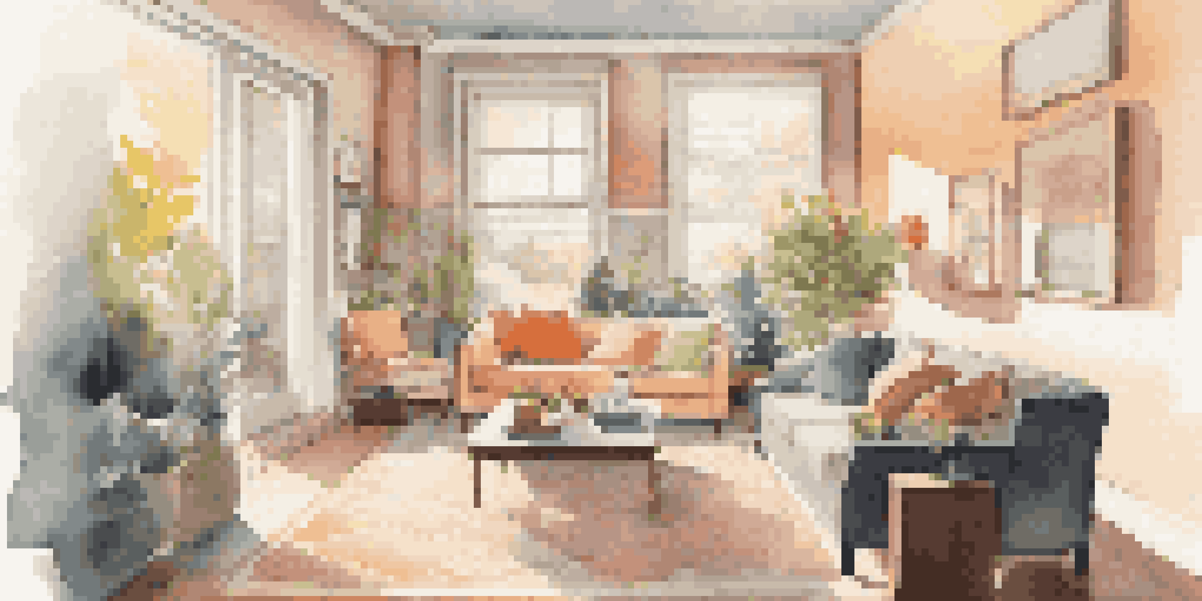 A cozy living room with wide paths, comfortable seating, and bright lighting, designed for accessibility.
