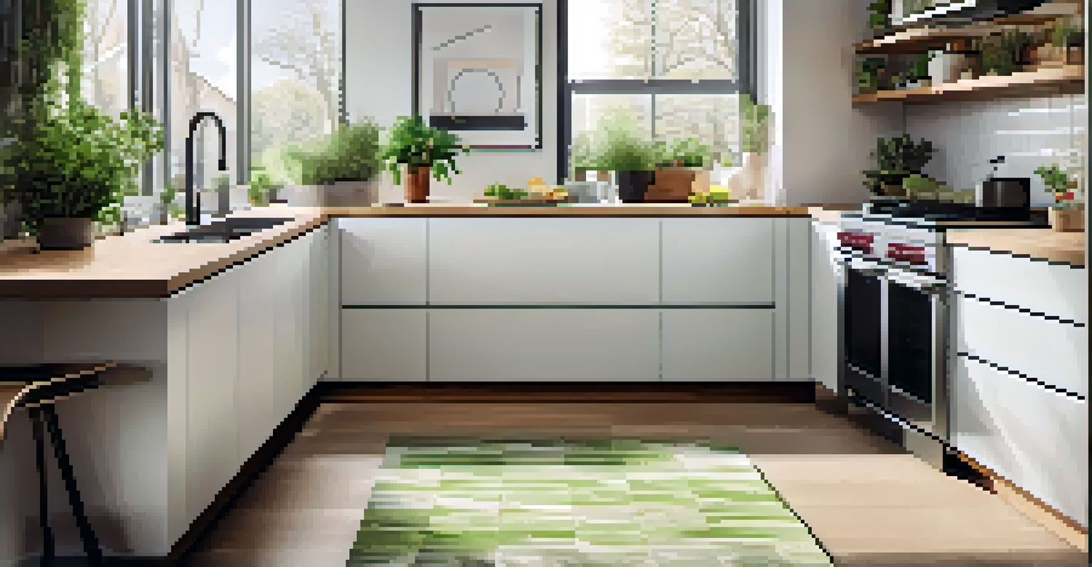 A stylish kitchen with a water-saving dishwasher and clean dishes.