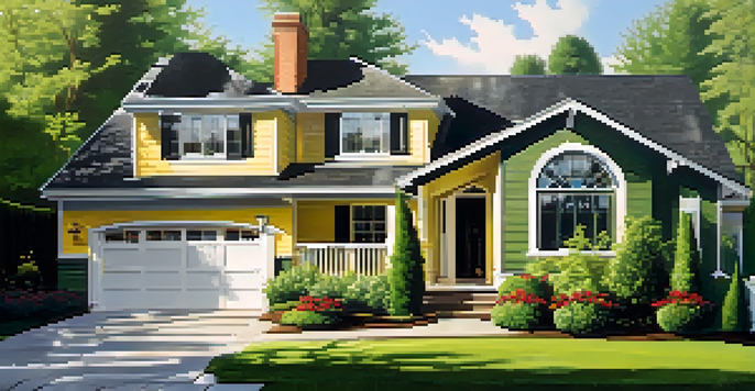 A modern home exterior being cleaned with a power washer, showing water spraying and dirt being removed.