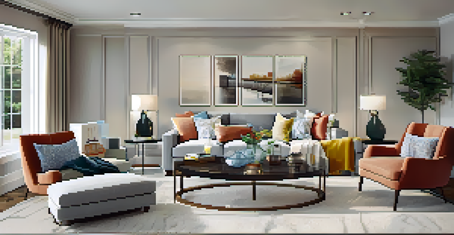A beautifully staged living room with natural light, modern furniture, and an inviting atmosphere.