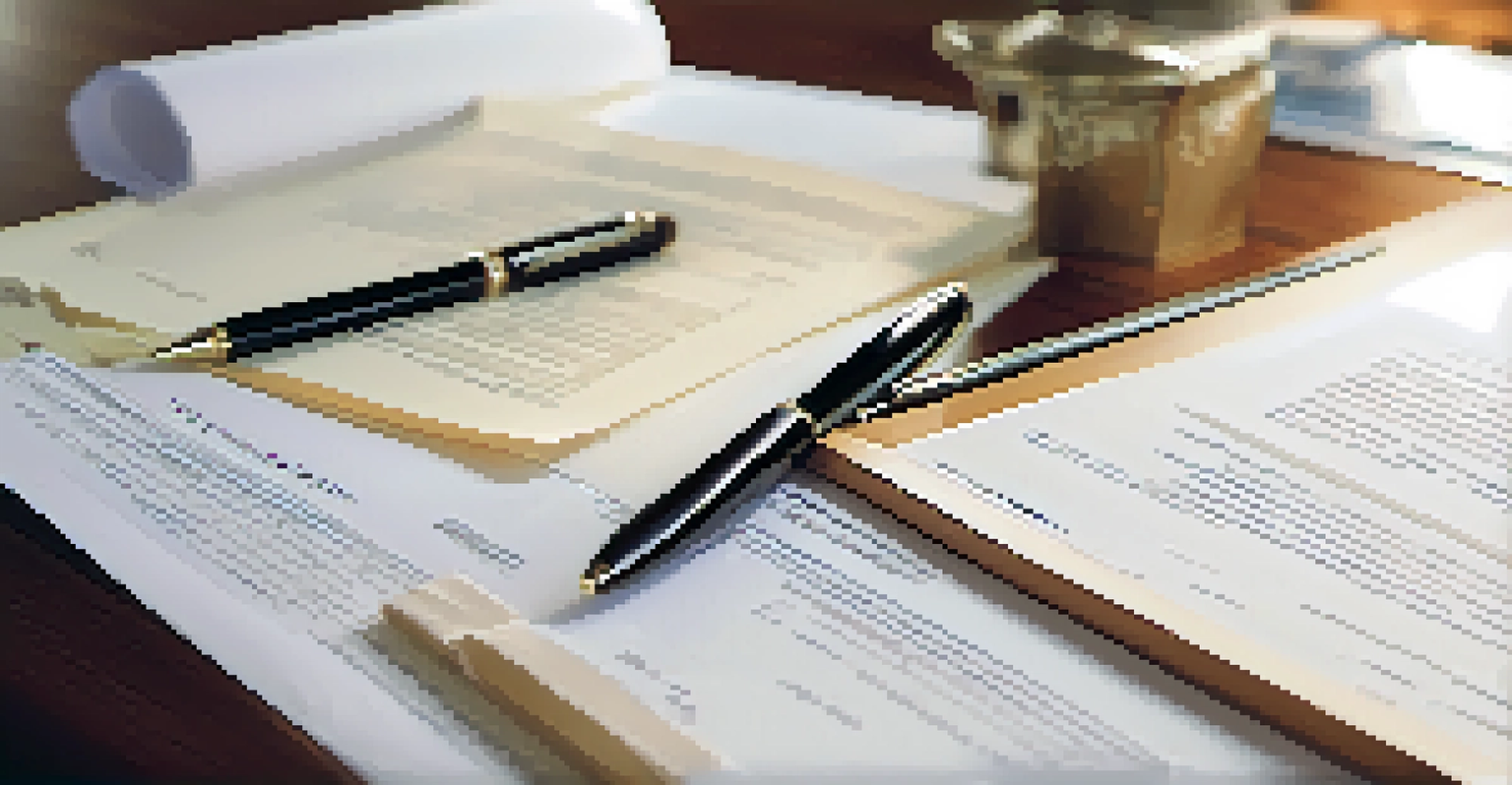 A close-up of legal documents related to real estate financing arranged on a table with a pen.