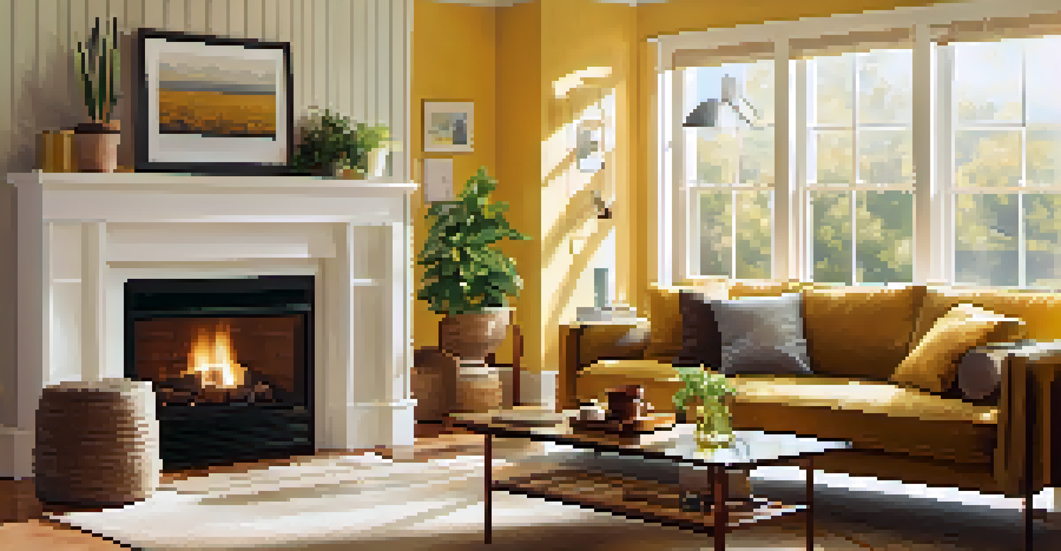 A bright and inviting living room with a visible HVAC thermostat, clean windows, and comfortable furniture, bathed in natural sunlight.