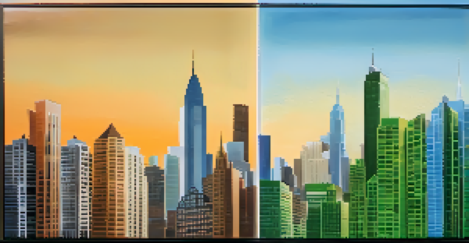 A conceptual illustration showing the connection between real estate and the stock market.