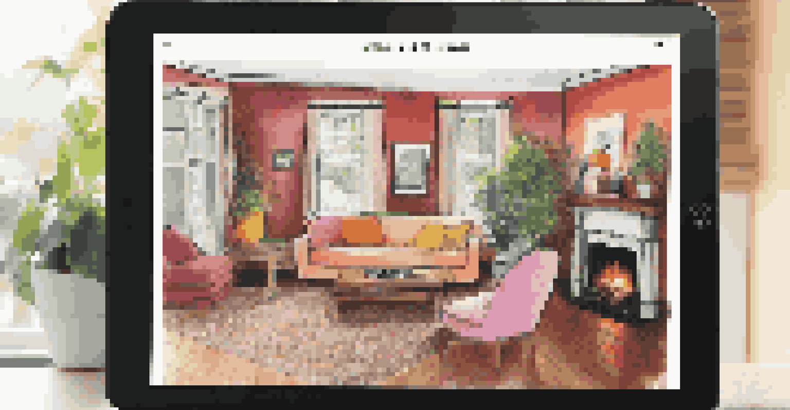 A tablet displaying a user-friendly digital resource guide with high-contrast colors and large text, set in a cozy living room. Accessibility features are highlighted.