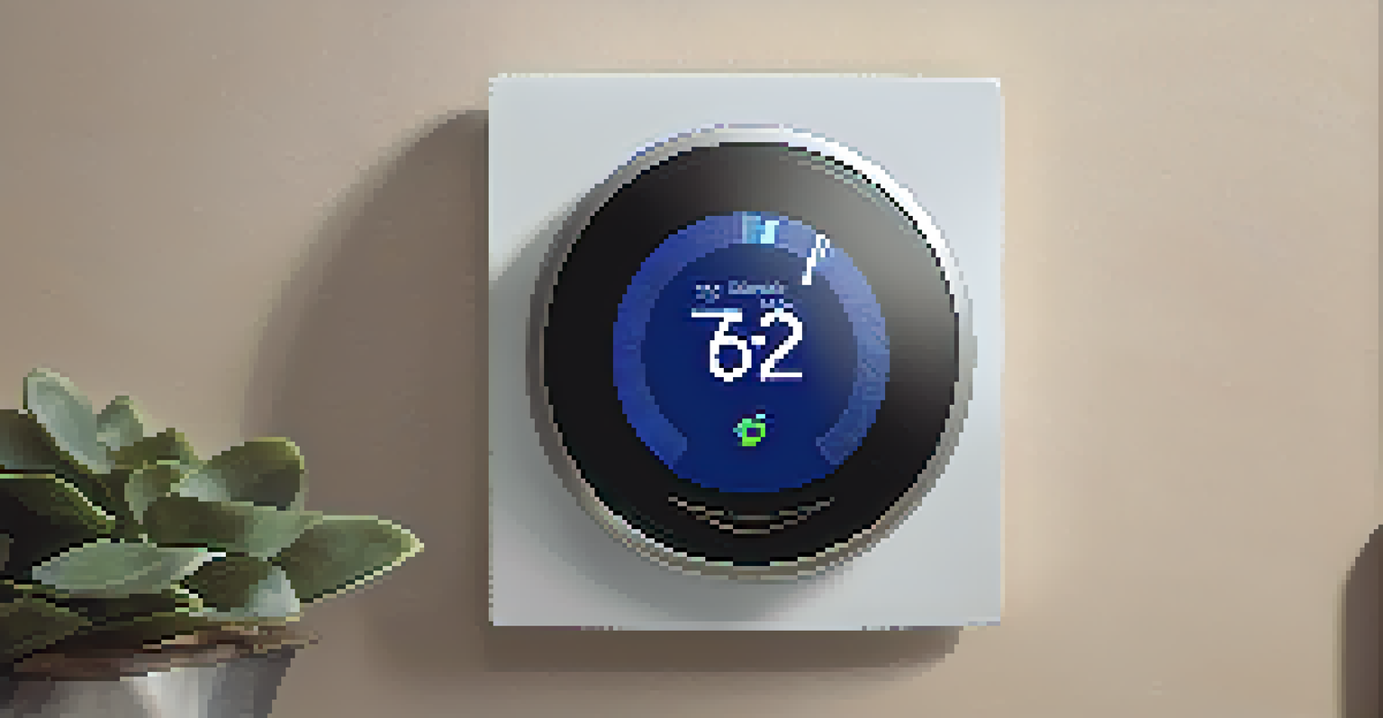 A detailed view of a smart thermostat displaying energy statistics in a stylish home environment.