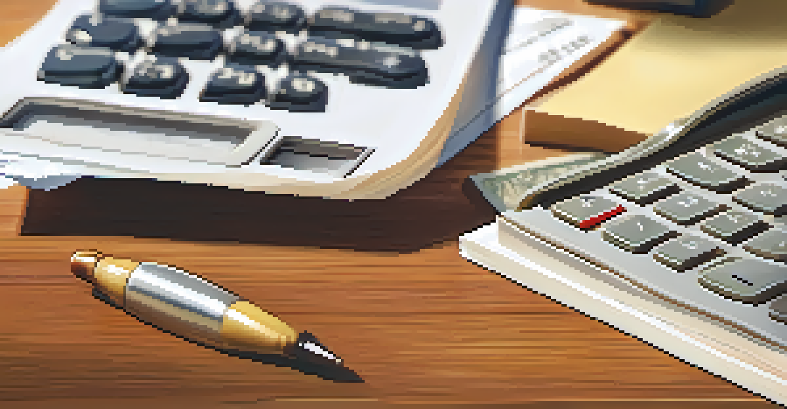 A close-up of a mortgage pre-approval letter on a wooden desk with a calculator and pen nearby.