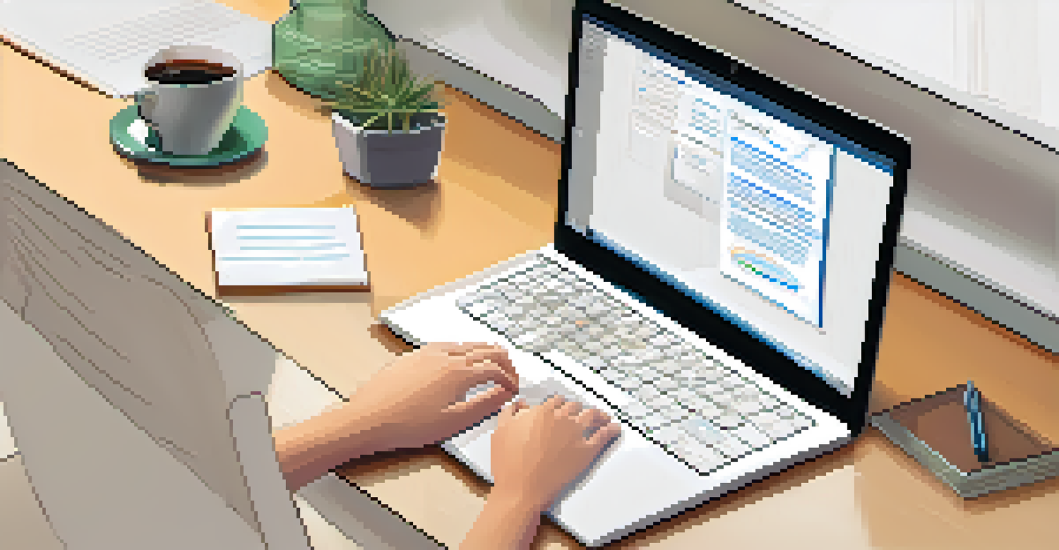 Close-up of a computer screen showing a personalized follow-up email draft in a well-organized workspace.
