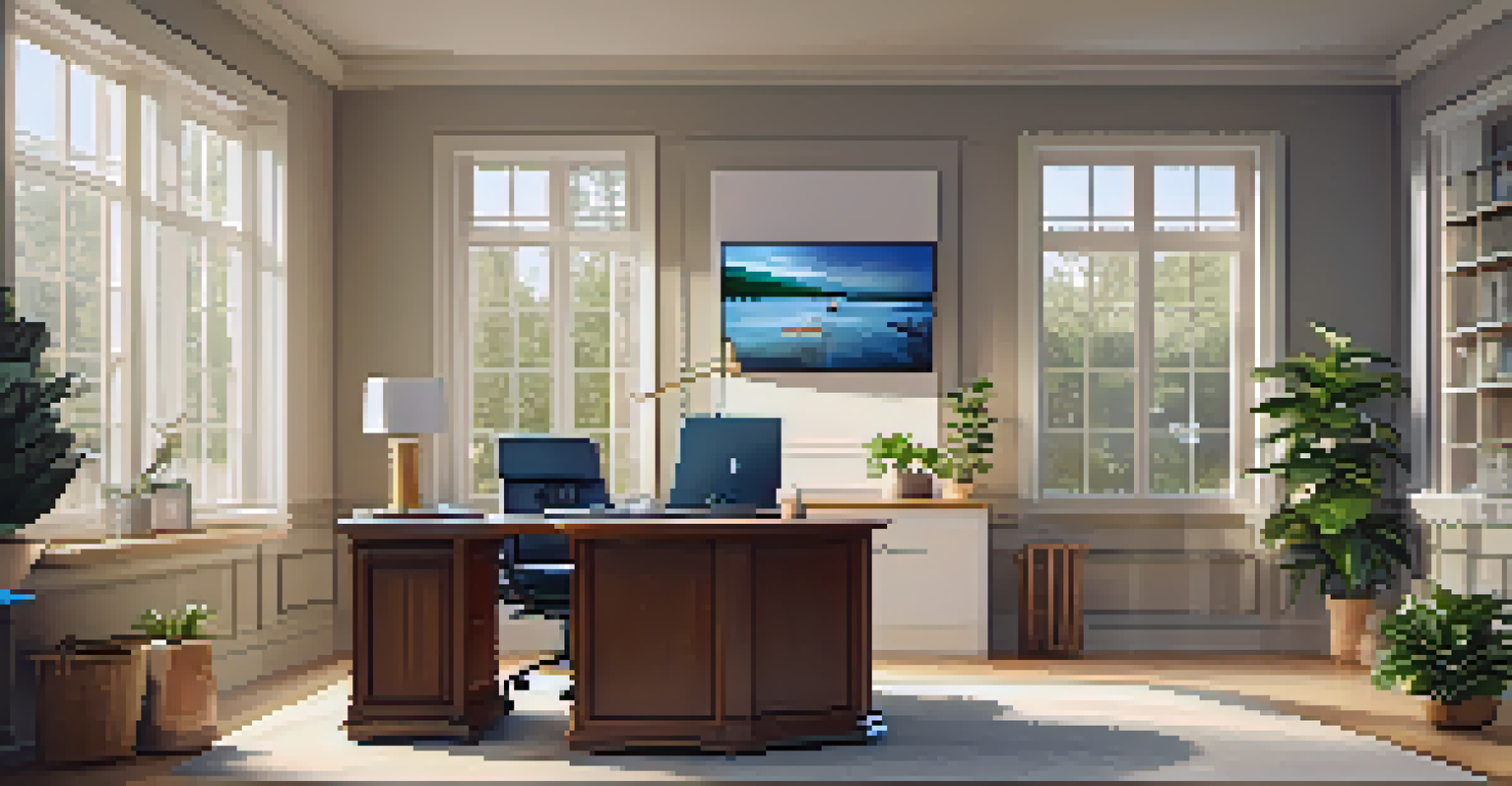 A senior person consulting with a financial advisor in a well-lit home office, surrounded by financial documents and plants.