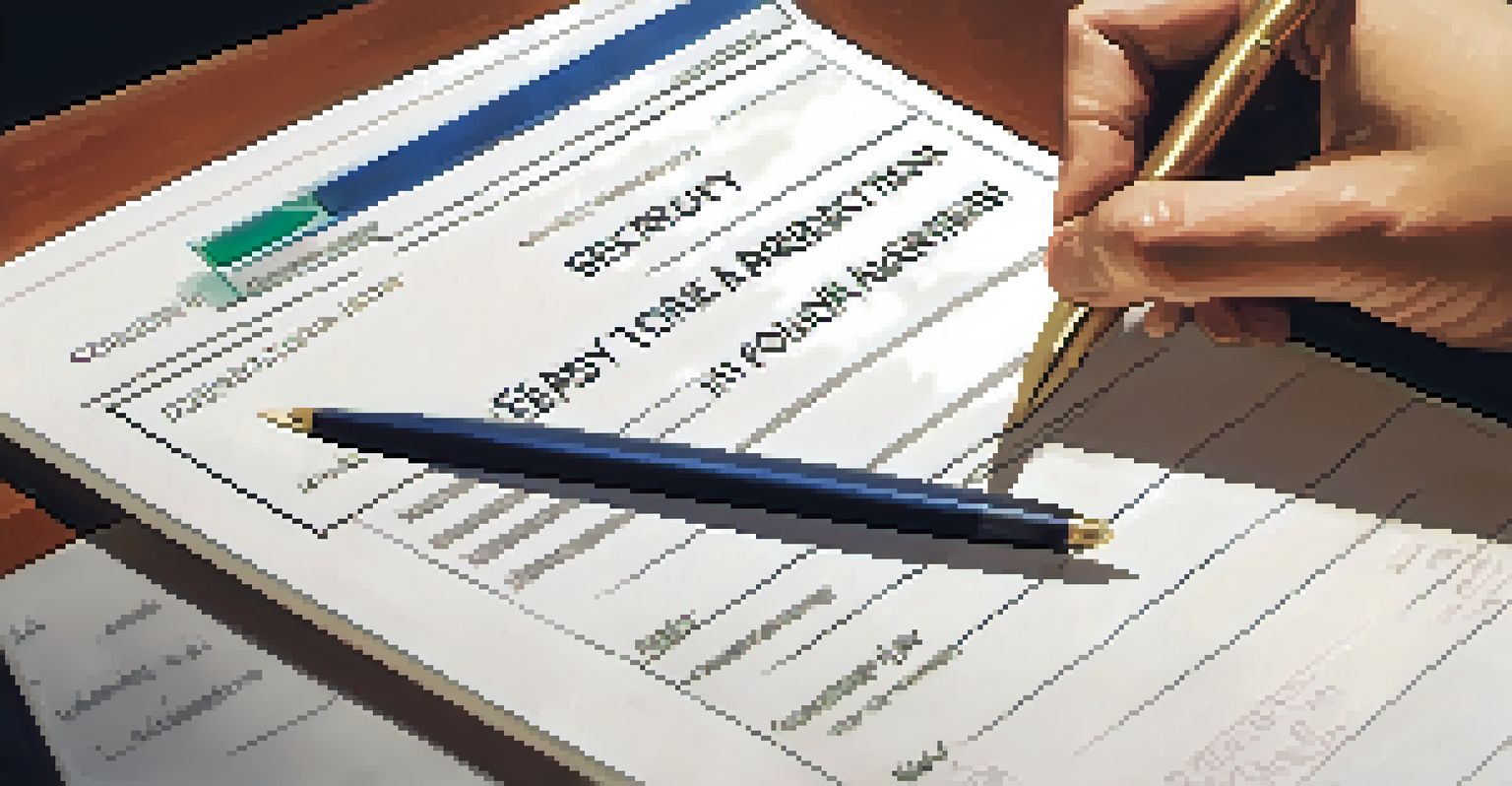 A hand signing a lease agreement on a clipboard with a check in the corner, set in a warmly lit environment.