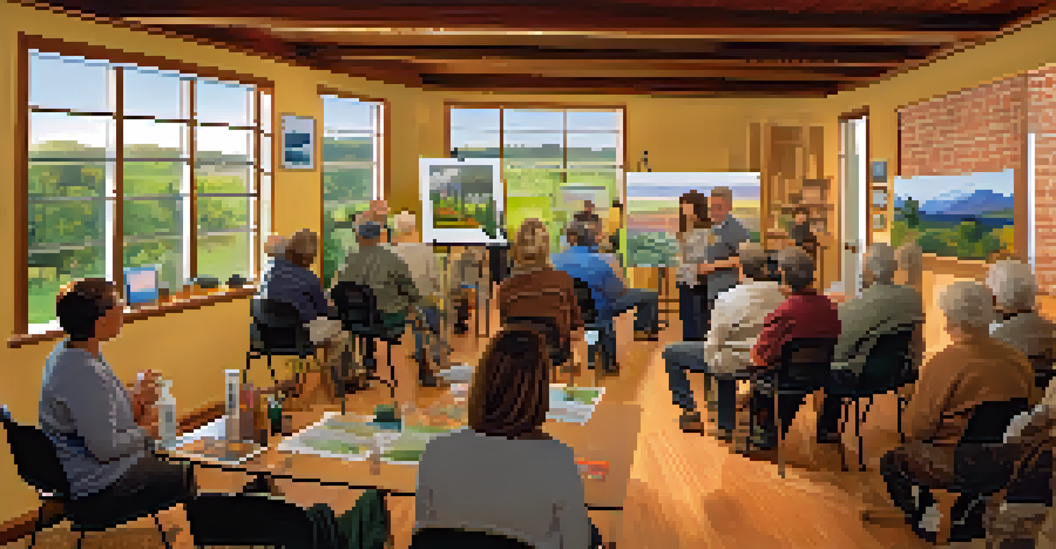 Participants attentively watching a workshop on energy efficiency, with local experts demonstrating practical techniques in a cozy room.