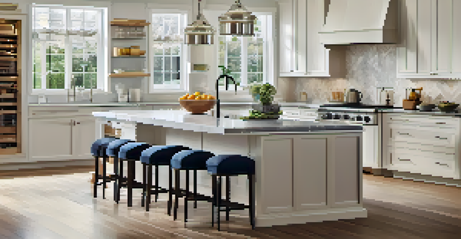 A modern kitchen with sleek appliances and a stylish design, bathed in natural light.
