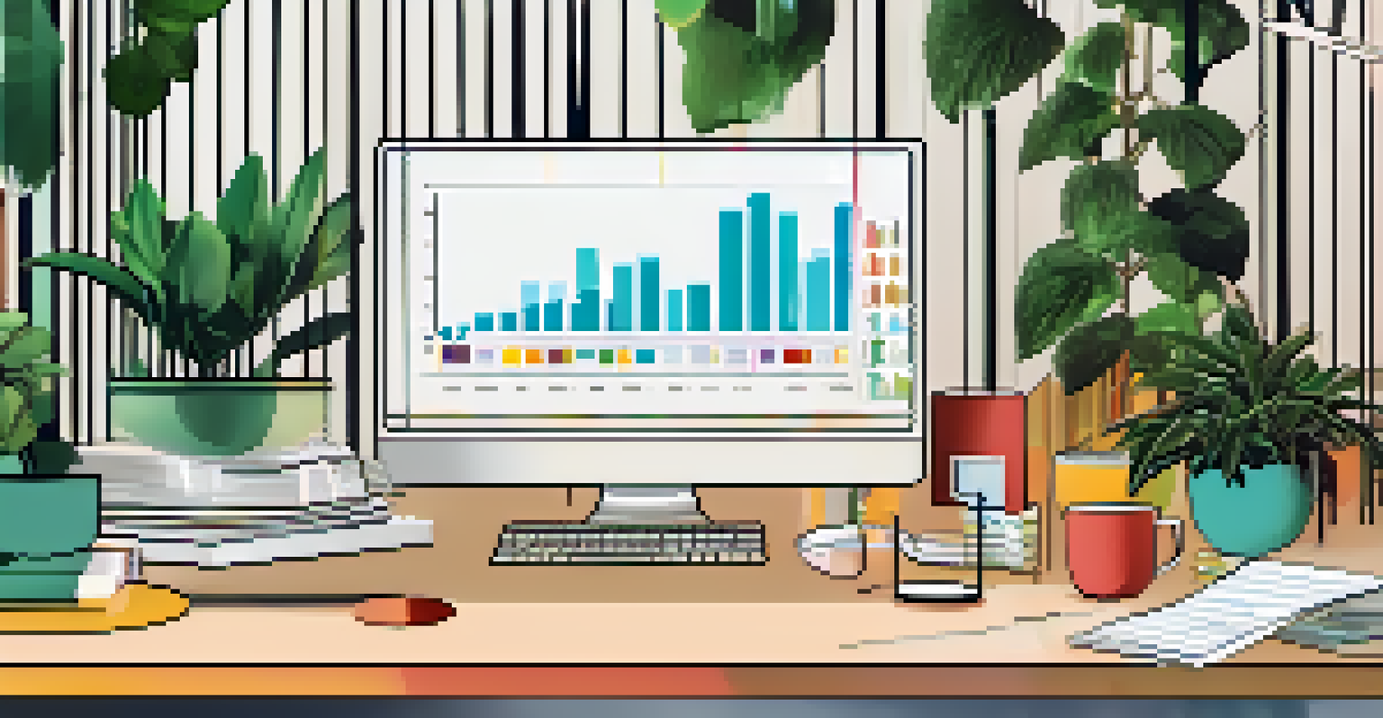A graph showing rising real estate market trends with a person analyzing data at a modern workspace.