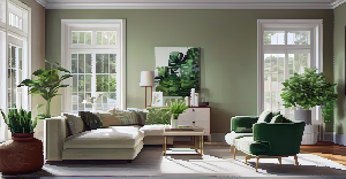 A bright and inviting living room filled with natural light, featuring tasteful furniture and a home inspection report on a coffee table.