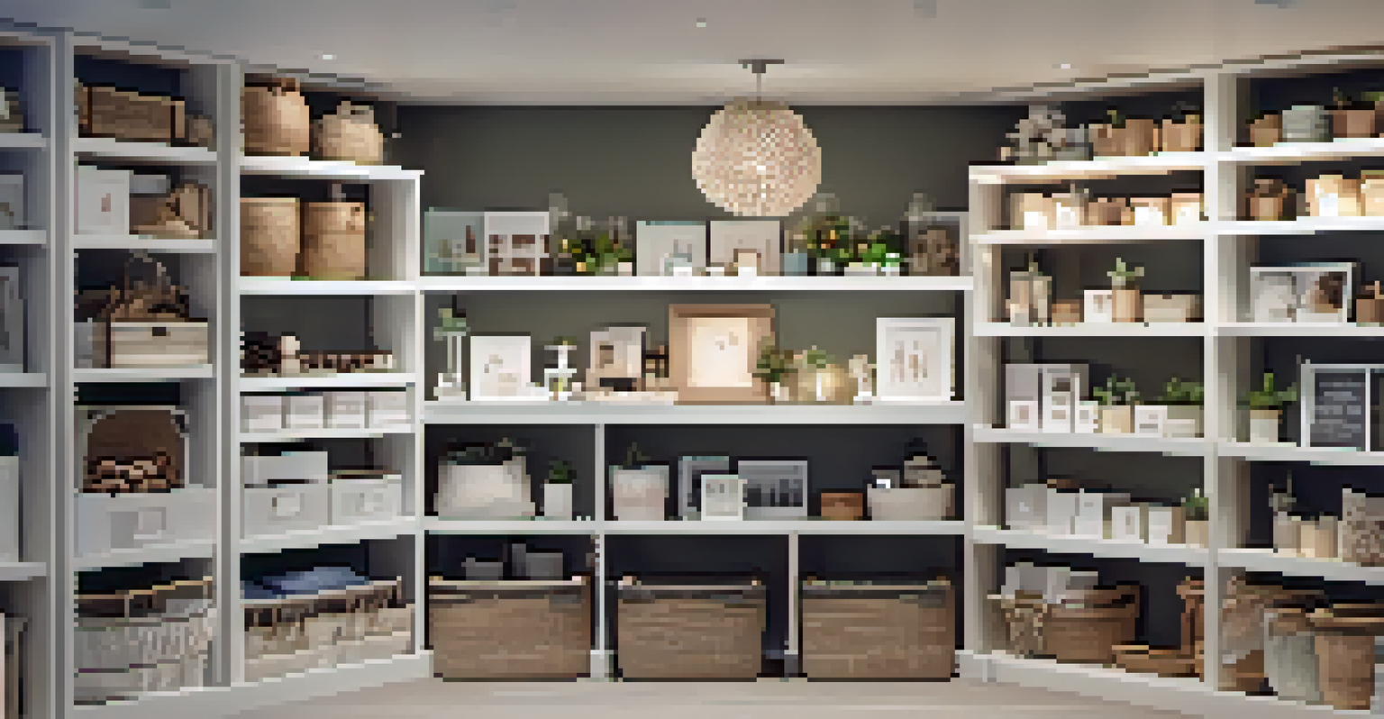 An organized basement storage area with built-in shelves and neatly arranged boxes, illuminated by bright lighting.