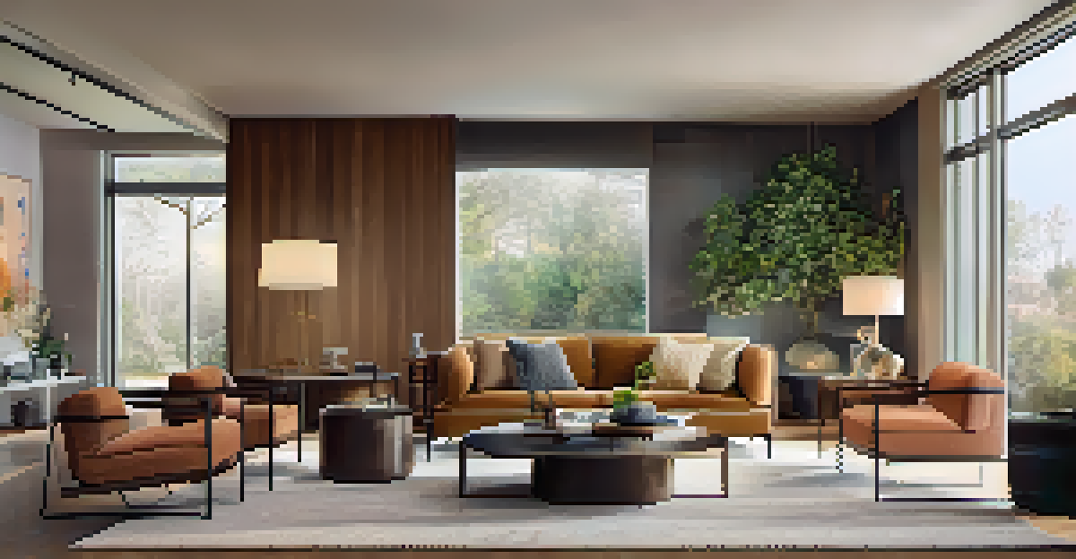 Interior living room with a smartphone showing a smart lock app interface.