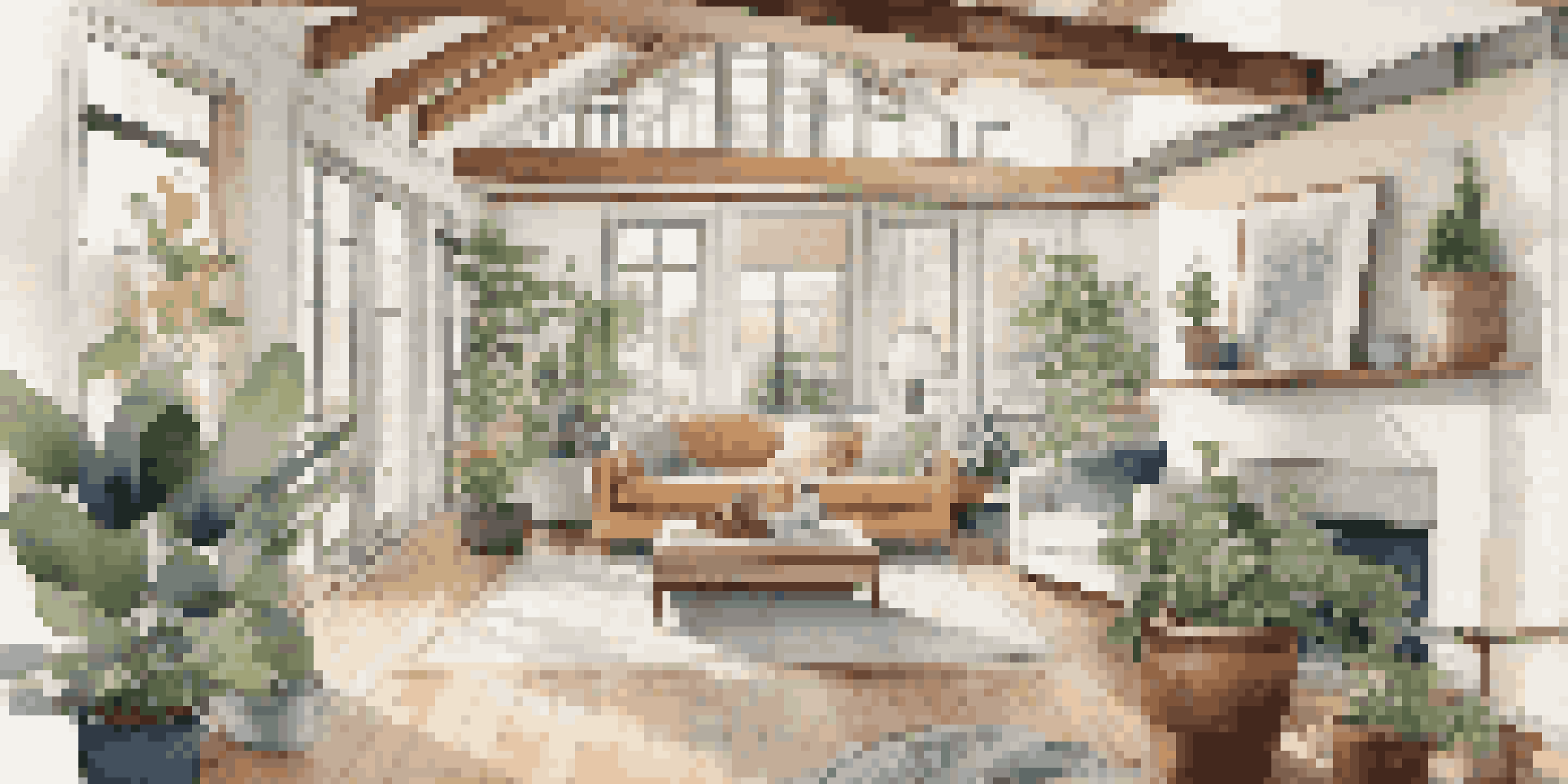 A bright and inviting partially renovated living room with tools and blueprints.