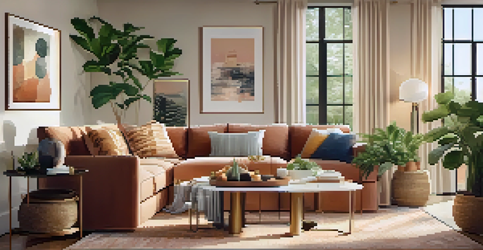A family enjoying time together in a cozy living room with stylish decor and natural light.