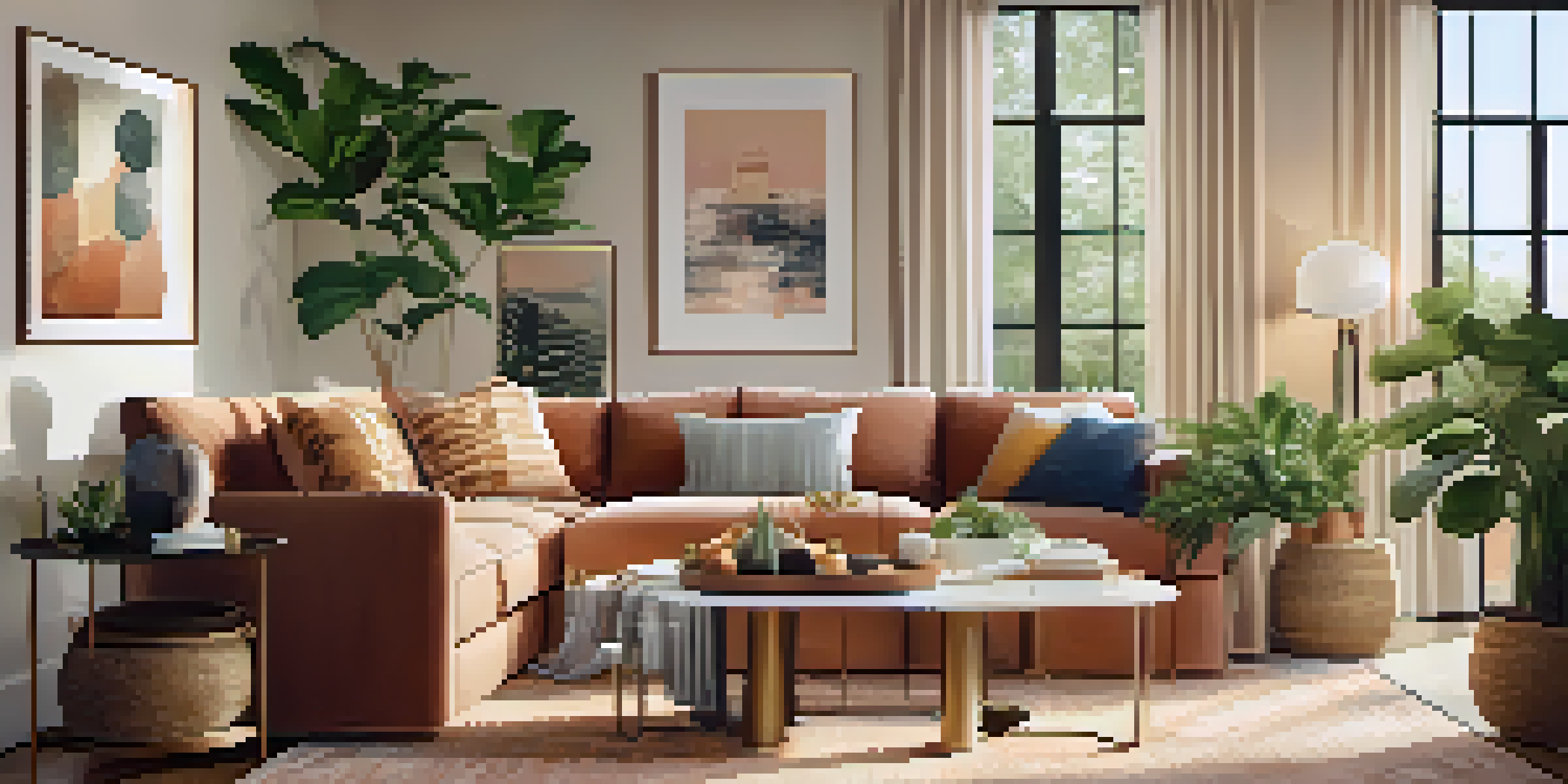 A family enjoying time together in a cozy living room with stylish decor and natural light.