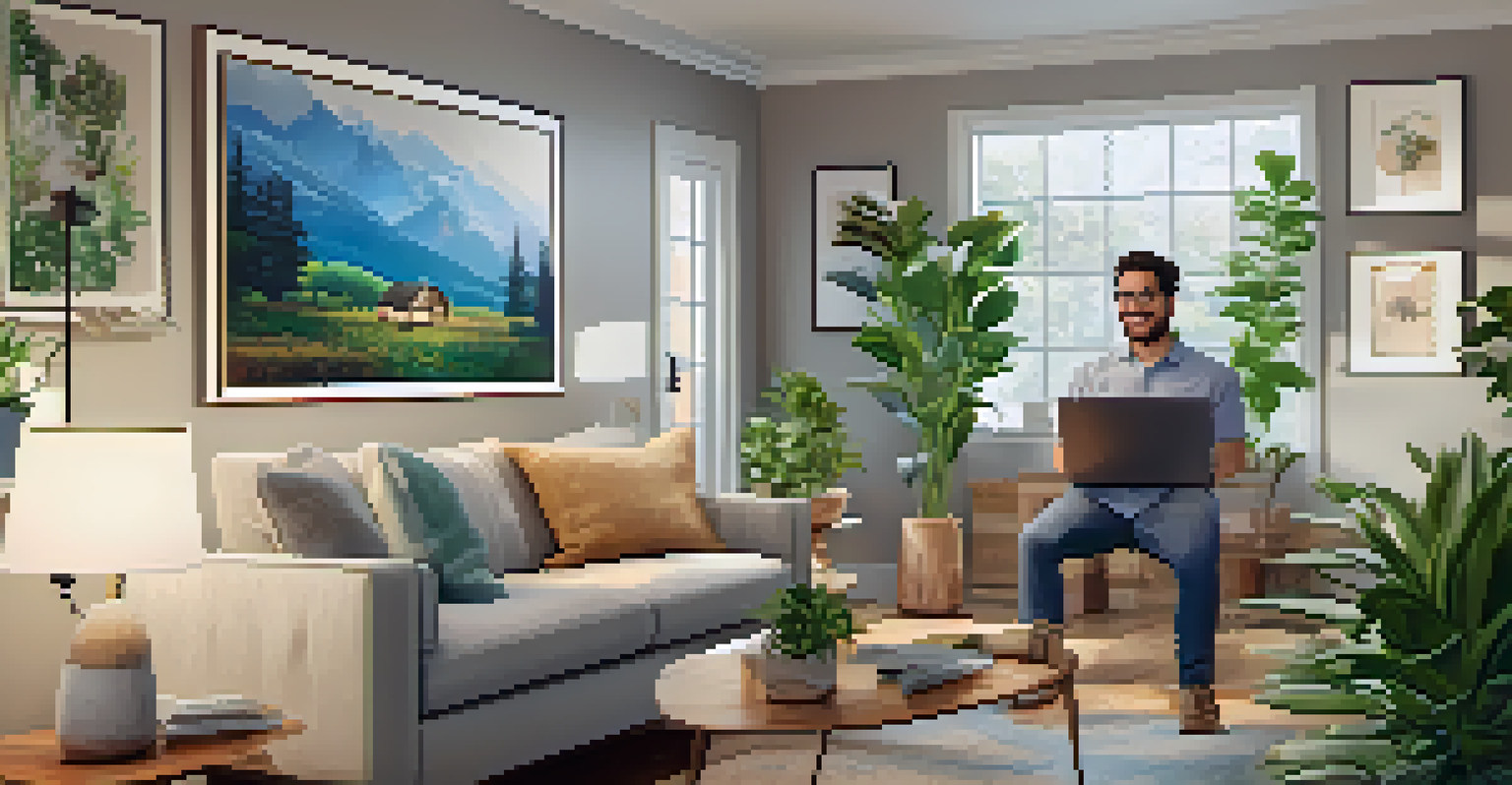 A young real estate agent presenting a virtual home tour through a laptop video call.