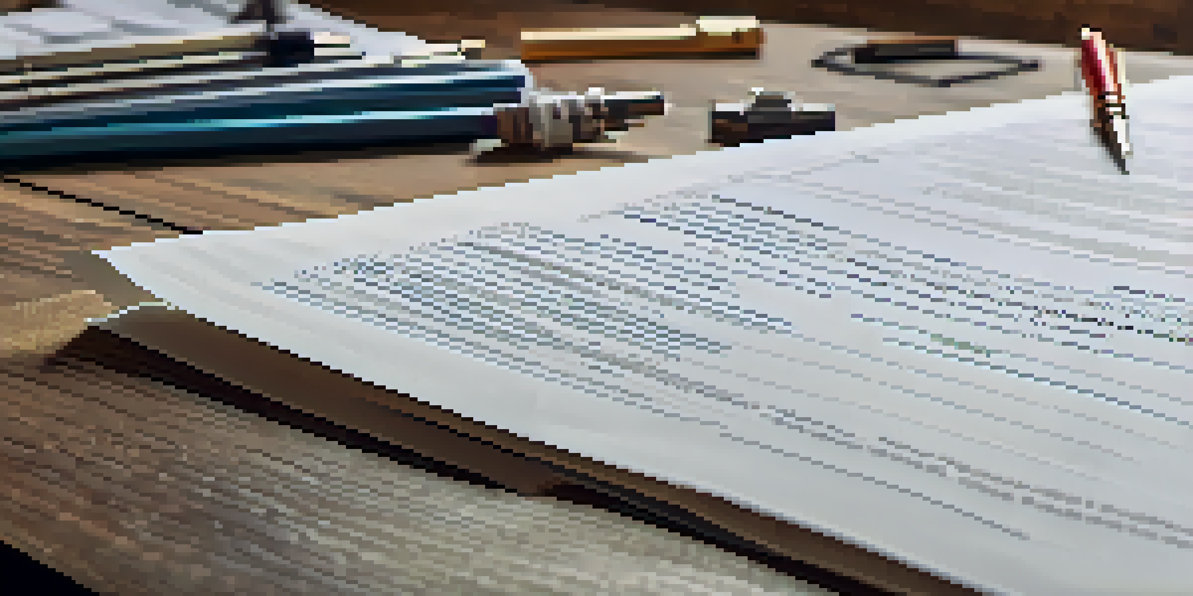 A property inspection report laid on a wooden table with a pen beside it, showing colorful sections and natural light illuminating the scene.