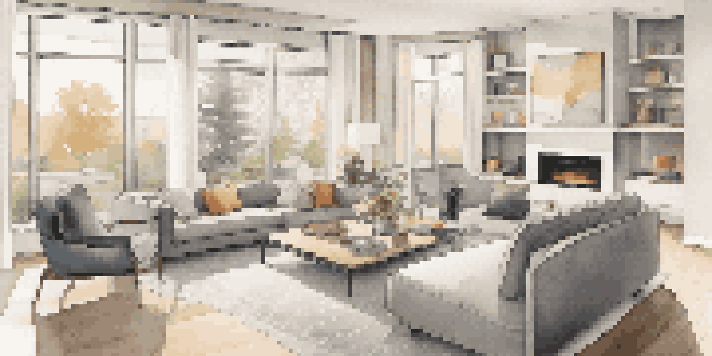 A contemporary living room showcasing various smart home devices, highlighted by natural lighting and a warm color scheme.