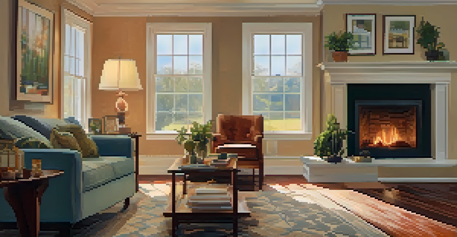 A home inspector examining electrical outlets in a cozy living room with a fireplace.