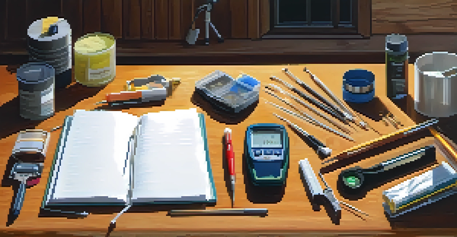 A well-organized workspace with inspection tools and natural light coming through a window.