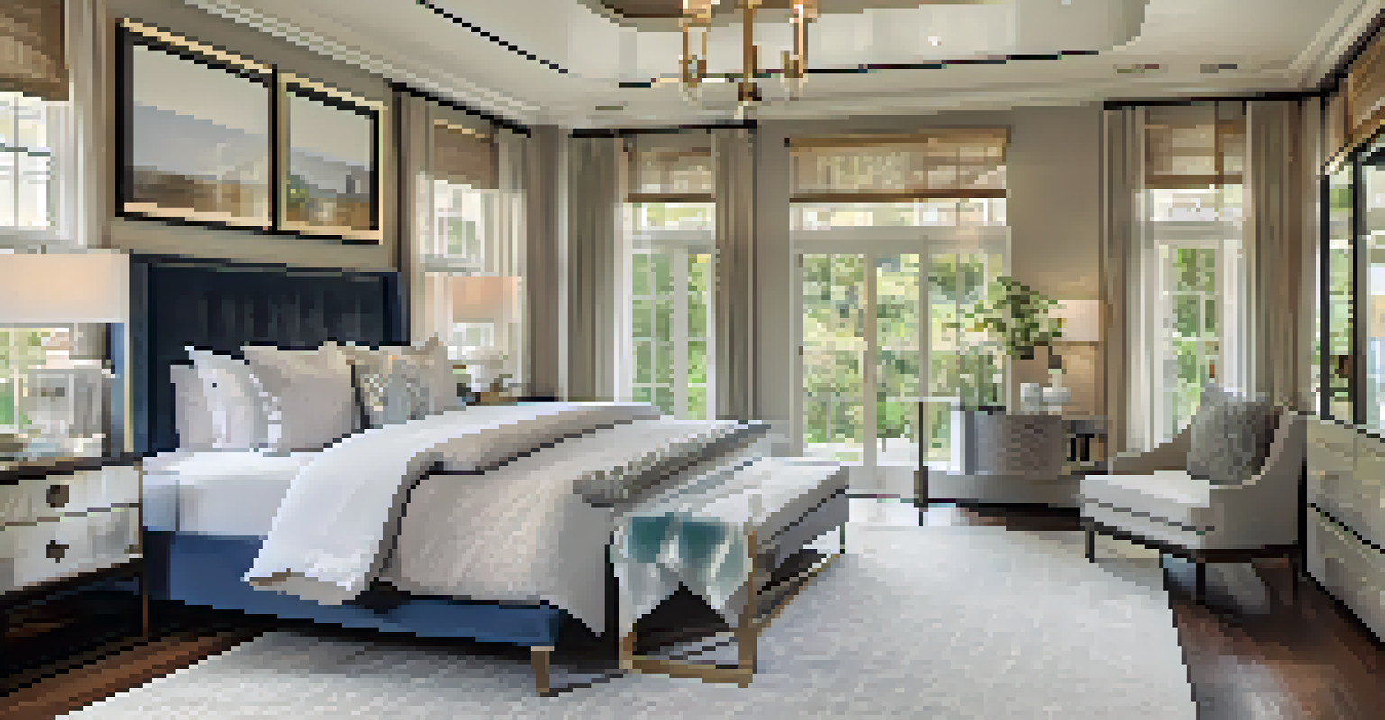 A luxurious master bedroom with high-end furniture and elegant decor, designed for luxury buyers.