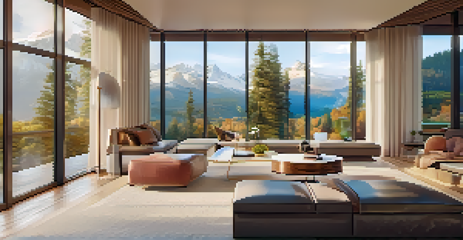 A user exploring a luxury home through virtual reality, surrounded by vibrant 3D visuals.