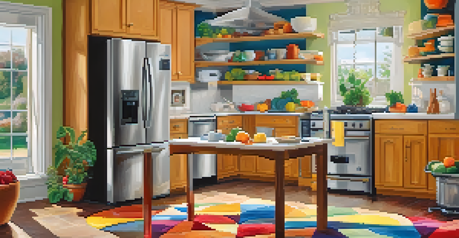 A clean kitchen with a person using a HEPA filter vacuum to eliminate allergens.