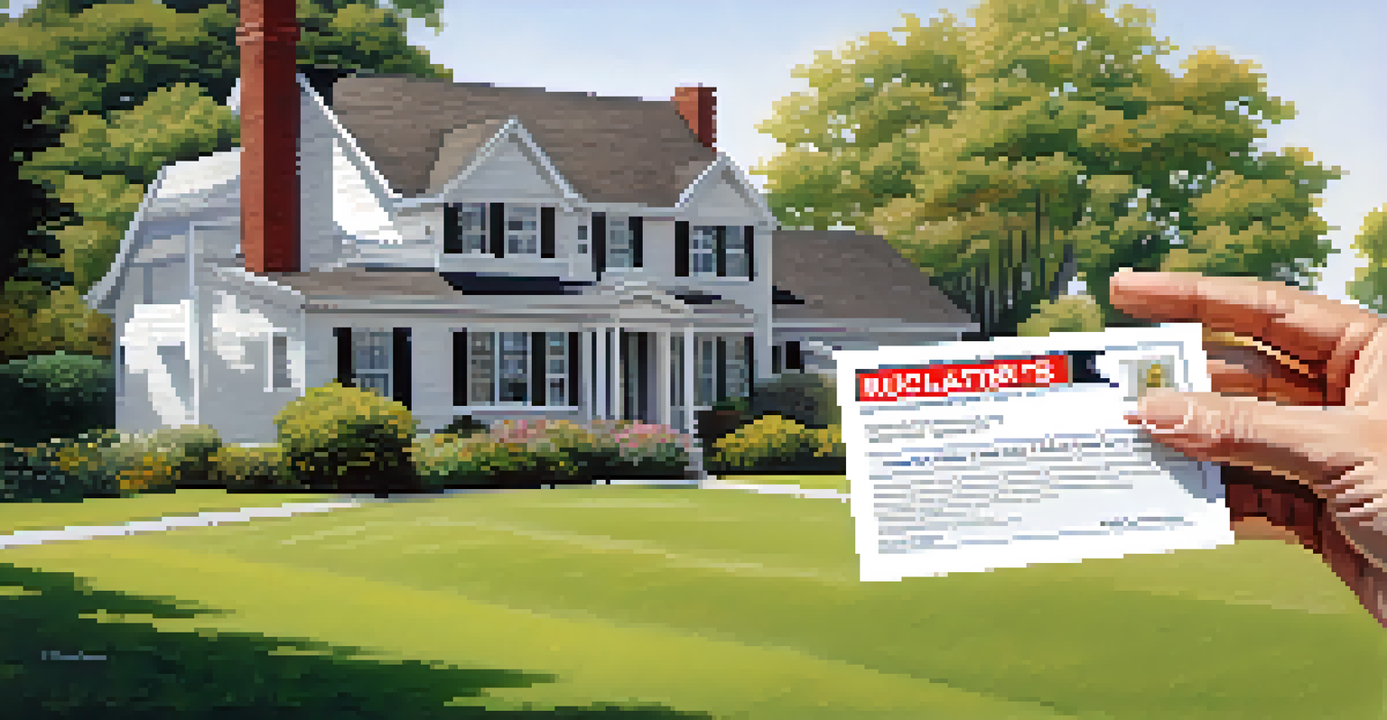 A homeowner holding a violation notice with a concerned expression.