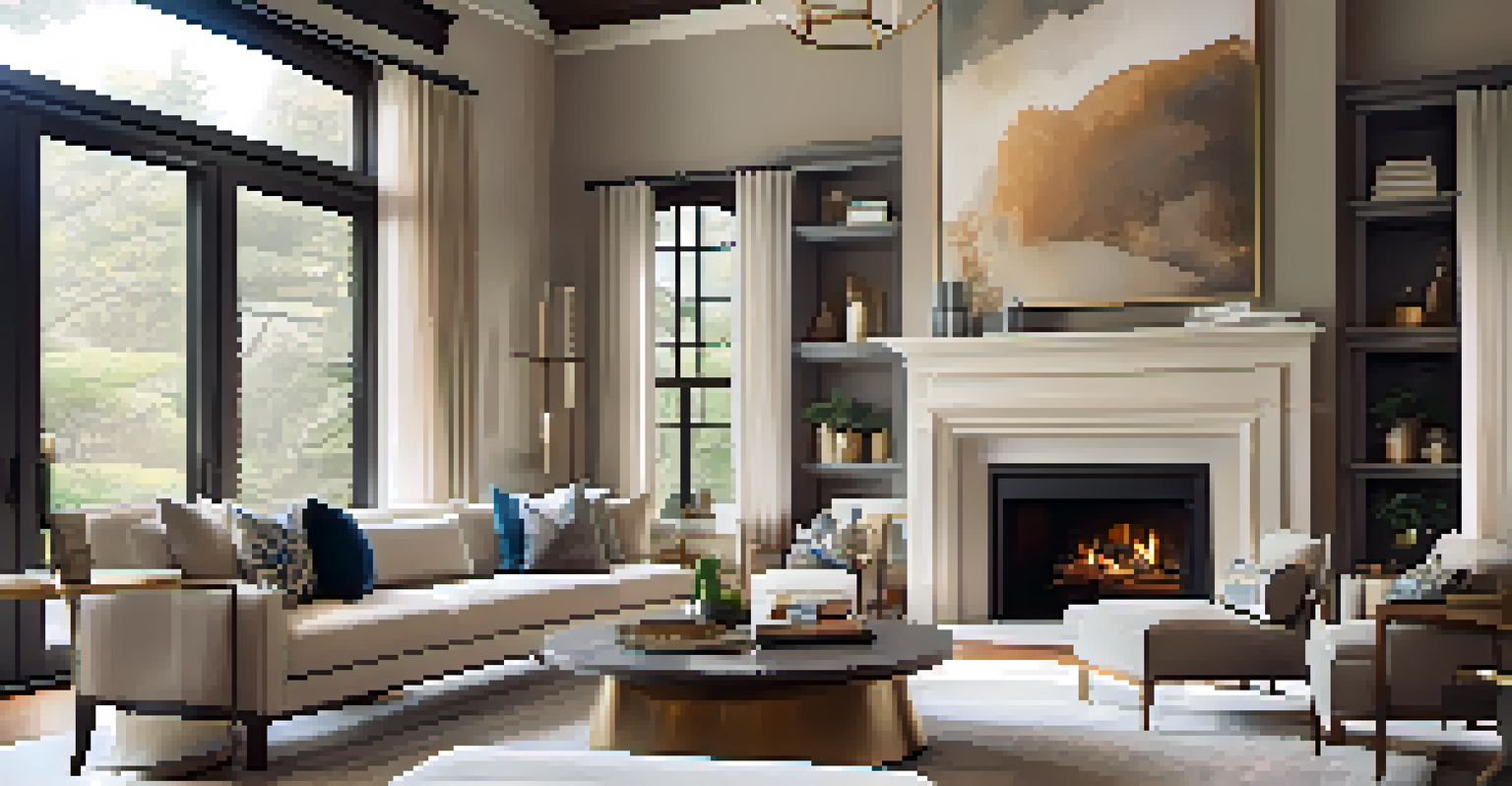 Stylish living room in a luxury home with modern furniture and natural light.